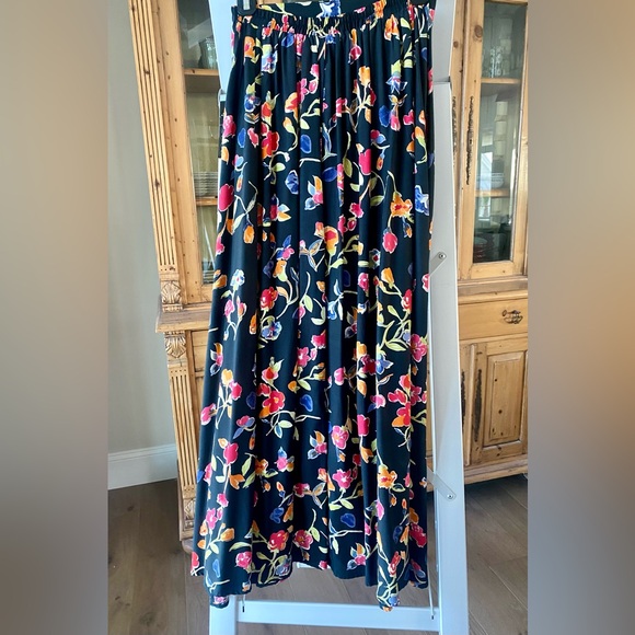 Vintage 90s Coldwater Creek maxi skirt, black w/ floral pattern, size S - Picture 2 of 6